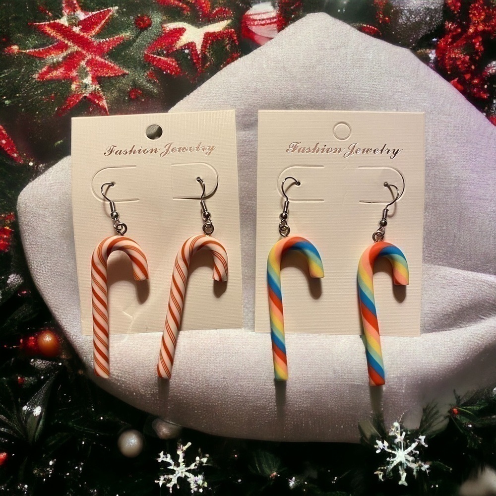 Candy Cane Dangle Earrings set of 2 pairs (new) - Picture 6 of 9
